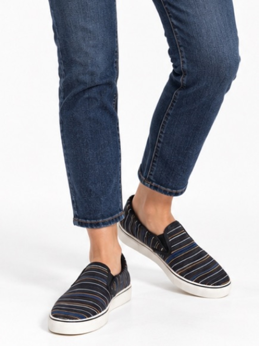 Bernie Mev Verona Slip-On Sneaker in Black Stripe Mix New Multiple Sizes